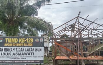 Masuki Hari Keempat, Pembangunan Rumah Ibu Asmawati di TMMD KE-129 Kodim 0313/KPR Tembus 25 Persen