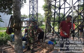 Air Bersih Sebentar lagi Hadir, Satgas TMMD Ke-129 Kodim 0313/KPR Mulai Pengeboran Sumur Bor di Pangkalan Terap