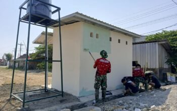 Satgas TMMD Ke-129 Kodim 0726/Skh Cat dan Bersihkan Fasilitas Umum di Lapangan Parang Kusumo