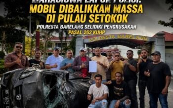 Pulau Setokok Memanas! Mobil Mahasiswa Dibalikkan Massa hingga Ringsek, Polisi Bergerak